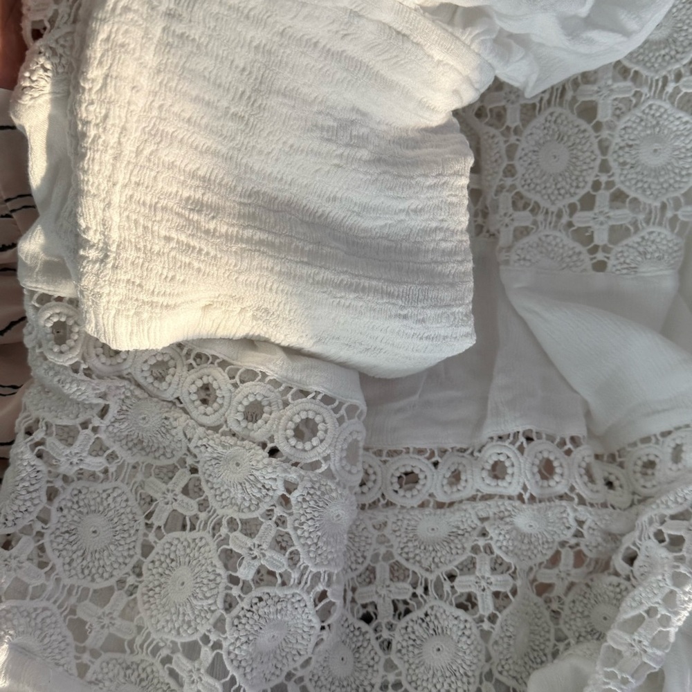 Beautiful Bohemian White Strapless Crochet Lace Design Beach Dress - Picture 16 of 16